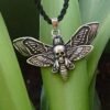 SanLan Death Head Moth Pendant Necklace Wicca Jewelry Goth Moth and The Moon