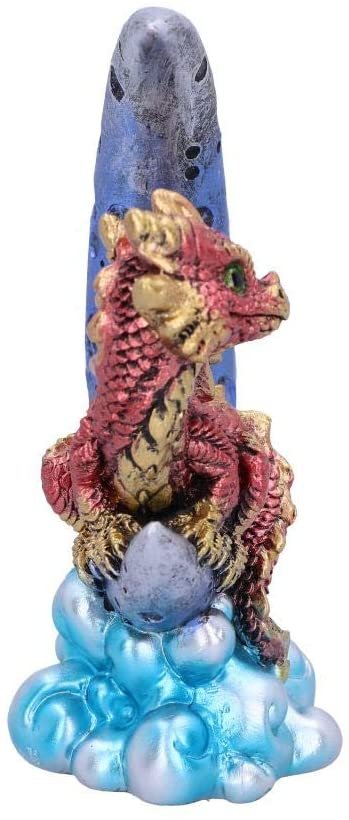 Fantasy Collection~ Metallic Red Crescent Creature Moon Dragon Figurine, Polyresin, One Size