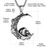 Gothic Retro Moon Crescent Skull Stainless Steel Pendant Necklace 22+2 Inch Chain