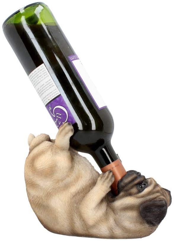 Animal Collection~ Guzzlers Pug Wine Bottle Holder 21cm Fawn
