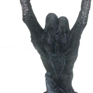 Dark Collection~B5159R0 Baphomet's Horns Horror Hand Figurine, polyresin, Black and Silver, One Size