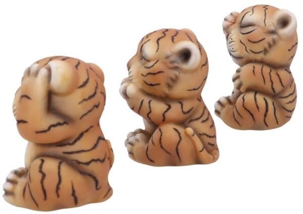 Animal Collection~ U4948R0 See No, Hear No, Speak No Evil Striped Tiger Cub Figurines, Polyresin, Orange, 8cm