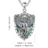 Divine Protection: Sterling Silver Archangel Michael Necklace with Abalone Shell & Malachite Amule