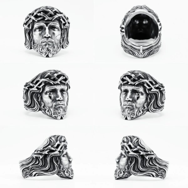 316L Stainless Steel Men Ring Christian Jesus Face Rings Religion Amulet Punk Rock for Male Biker Boyfriend Jewelry Best Gift