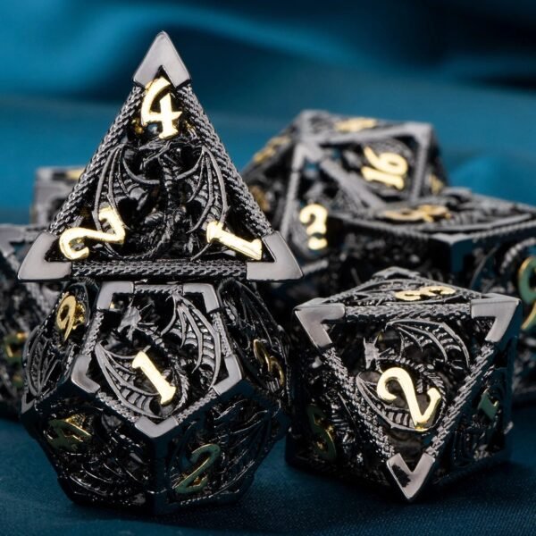 DND Metal Dice Set Dungeon and Dragon Gifts Hollow D&D Dice Set RPG Large Polyhedral Dice Role Playing Dice D20 D12 D8 D6