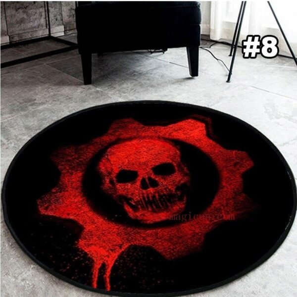 Skull Printed Soft Fabric Round Floor Mat Carpet Room Area Bedroom Rug
