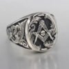 Freemason Skull And Bones Signet Masonic Hand Engraving Sterling Silver Ring