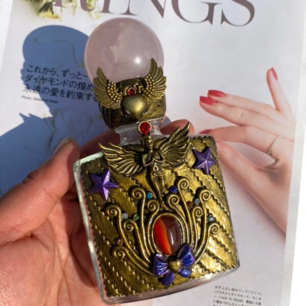 Natural Rose Quartz Crystal Sphere Lid Hot Selling Magic Glass Bottle Special Jewelry Gift For Decoration