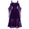 2023 New Medieval Witch Dress For Women Halloween Carnival Women Plus Size Cold Shoulder Butterfly Sleeve Halloween Gothic Dress