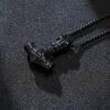 Mjolnir The Hammer of Thor Norse Pagan Symbol Pendant Necklace Stainless Steel Double Sided Dragon Design Viking Jewelry