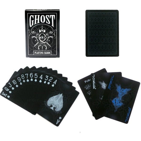 55pcs pvc waterproof plastic embossed pure black poker set magic tool playing cards deck for collection present   Game related