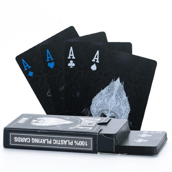55pcs pvc waterproof plastic embossed pure black poker set magic tool playing cards deck for collection present   Game related