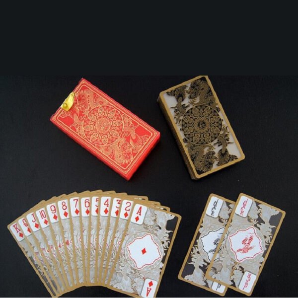 55pcs/set durable waterproof half transparent pvc plastic poker set magic playing cards deck dragon novelty high quality gift   Game related