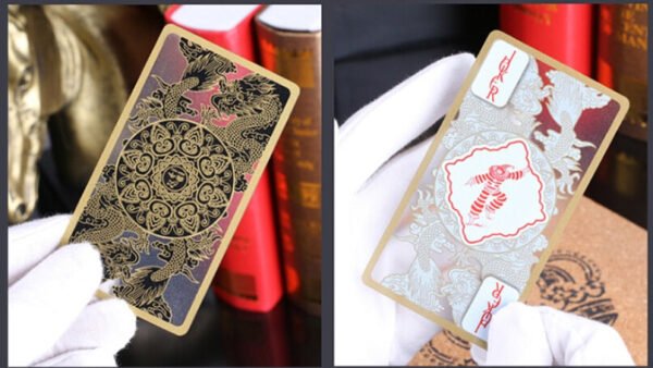 55pcs/set waterproof transparent pvc plastic poker gold edge playing cards dragon card novelty high quality gift   Game related