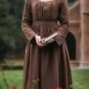 Women Medieval Victorian Retro Dress Square Collar Long Sleeves High Waist French Apparel Brown Blue Temperament Long Dress
