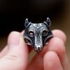 Nordic Trinity Wolf Head Ring: Viking Gothic Stainless Steel