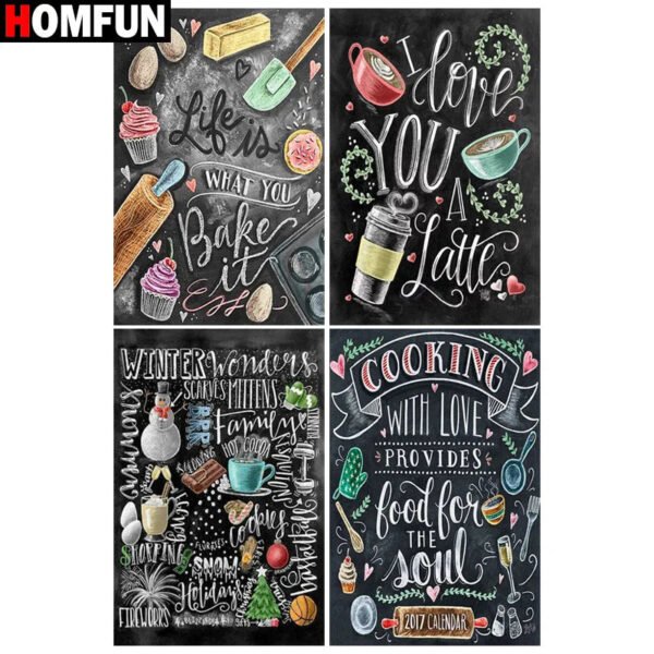 HOMFUN Full Square/Round Drill 5D DIY Diamond Painting "Text landscape" 3D Embroidery Cross Stitch 5D Home Decor Gift