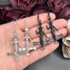 Satanic jewelry Satanic Cross Earrings – Gothic Baphomet Inverted Cross Earrings for Dark Art Lovers