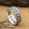 Sterling silver ring fashion vintage Thai silver men's four-word pattern six-character mantra ring