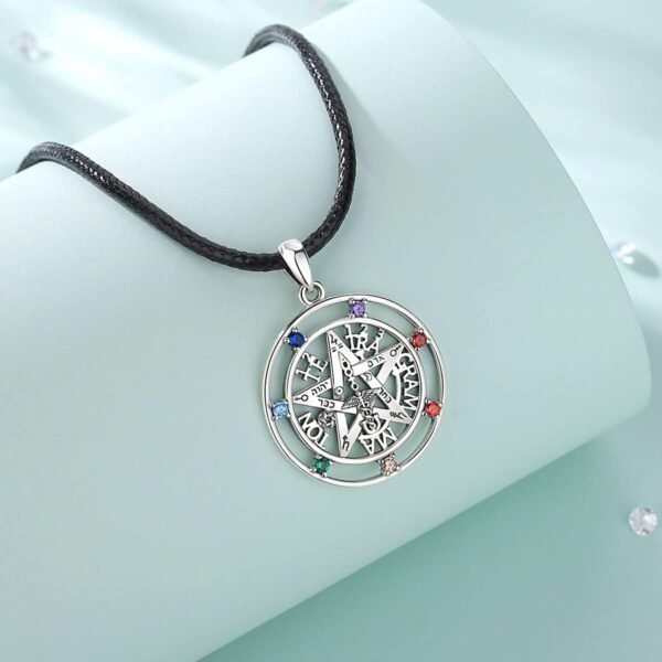 Vito Sterling Silver Tetragrammaton Necklace for Women Men, Abalone Shell 18k Gold Plated Pentagram Pendant, Wiccan Protection Amulet Pentacle Star Jewelry Gift for Wife Husband, 24"/18"/22"