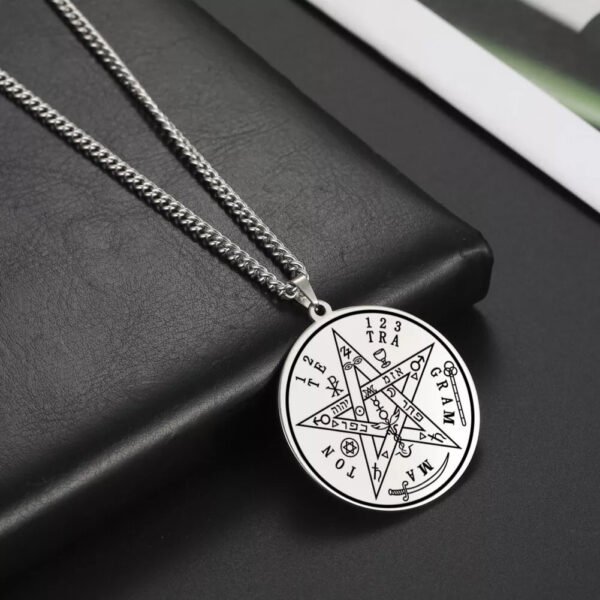 Vintage Talisman Tetragrammaton Pentagram of Solomon Pendant Wicca Necklace Gift