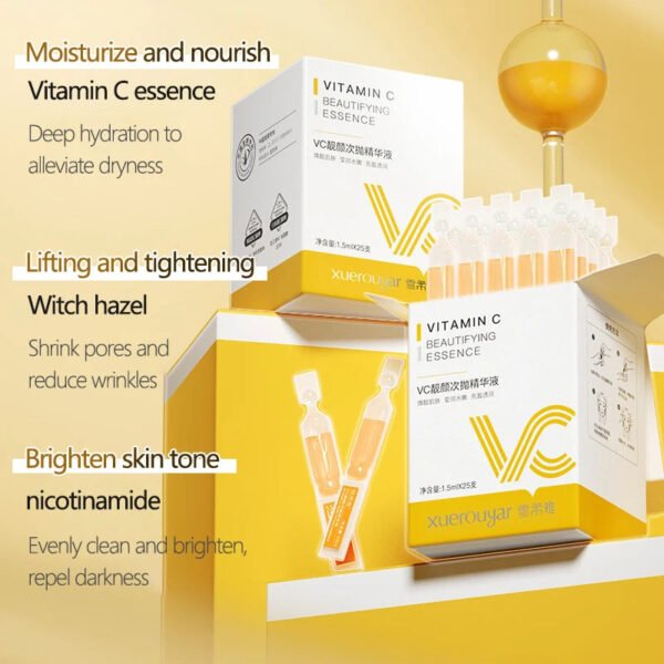 25-75Pcs Hyaluronic Acid Facial Serum Essence Vitamin C Nicotinamide Nourish Repair Fine Lines Dark Spot Anti Aging Essence Set