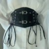 Lace straps, leather waist closure, women's decoration, shaping body, waist closure, black European and American vintage metal