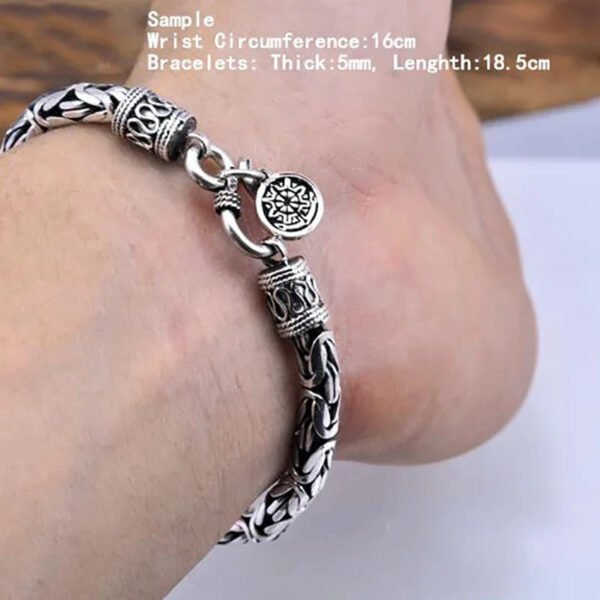 Sterling Silver Bracelet Men Link Chain Peace Lines Corsair