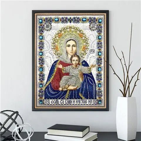 5D Diamond Paiting DIY Jesus Cross Wall Decor Religious Figures Church Utensils Rhinestone Catholic Mary Statue Ortho