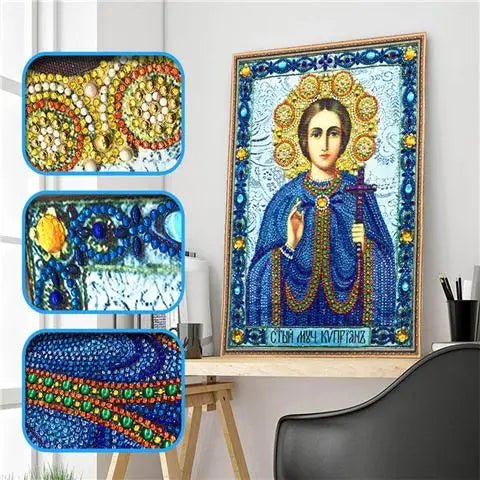 5D Diamond Paiting DIY Jesus Cross Wall Decor Religious Figures Church Utensils Rhinestone Catholic Mary Statue Ortho