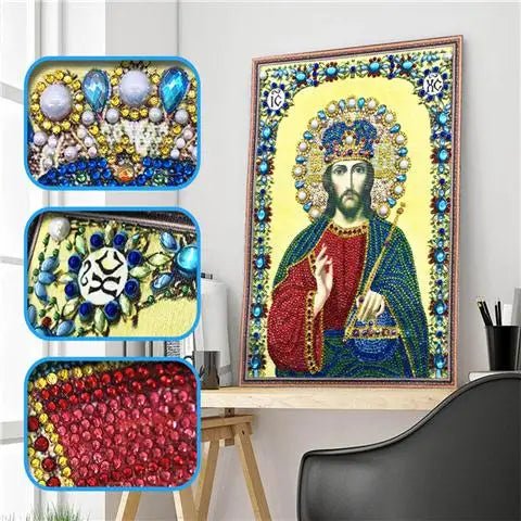 5D Diamond Paiting DIY Jesus Cross Wall Decor Religious Figures Church Utensils Rhinestone Catholic Mary Statue Ortho