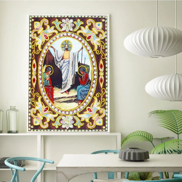 5D Diy Diamond Jesus Cross Painting Wall Decor Religious Embroidery Mary Statue Cathlic Figures Of Rhinestone Orthodox Gift