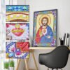 5D Diy Diamond Jesus Cross Painting Wall Decor Religious Embroidery Mary Statue Cathlic Figures Of Rhinestone Orthodox Gift