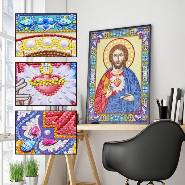 5D Diy Diamond Jesus Cross Painting Wall Decor Religious Embroidery Mary Statue Cathlic Figures Of Rhinestone Orthodox Gift