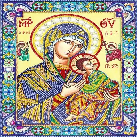 5D Diy Diamond Jesus Cross Painting Wall Decor Religious Embroidery Mary Statue Cathlic Figures Of Rhinestone Orthodox Gift