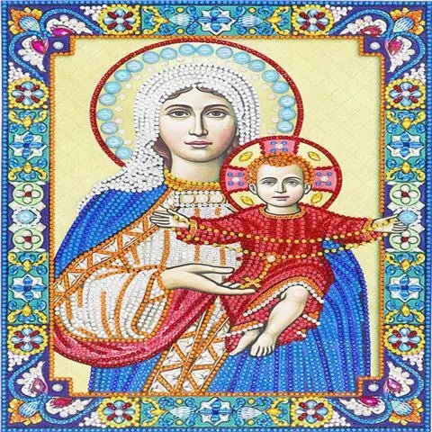 5D Diy Diamond Jesus Cross Painting Wall Decor Religious Embroidery Mary Statue Cathlic Figures Of Rhinestone Orthodox Gift