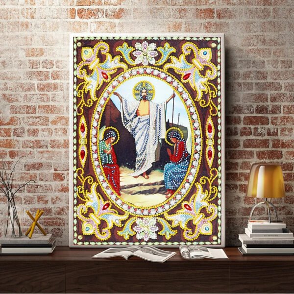 5D Diy Diamond Jesus Cross Painting Wall Decor Religious Embroidery Mary Statue Cathlic Figures Of Rhinestone Orthodox Gift