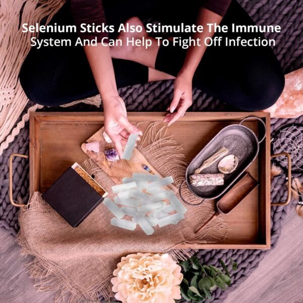 Himalayan Glow 1063 WBM Selenite Healing Crystals, 2 Wands with Single Massage Stick – 3 Count