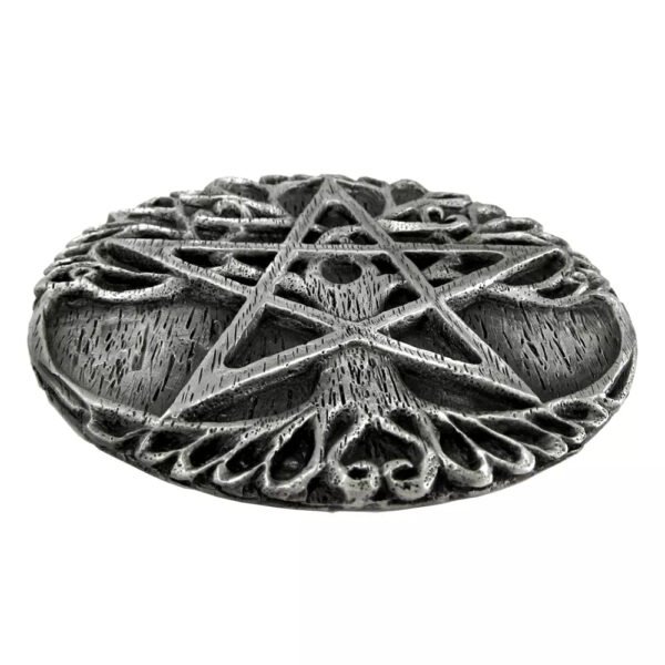 Pewter Tree Pentacle Paten Altar Tile Disk Dryad Design Wiccan Ritual Supplies