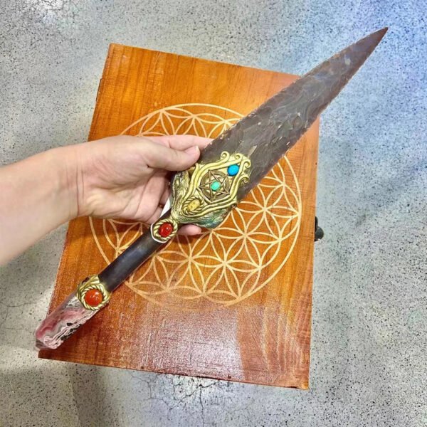 Large Indian Aagate Spearhead Magical Crystal Dagger Witchy Gifts Gorgeous Protection