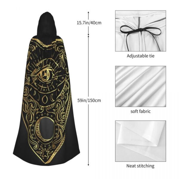 Spirit Talking Board Hooded Cloak Polyester Unisex Witch Cape Costume Accessory