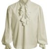 Men medieval Gothic Shirt Larp Viking Vintage Bridegroom Cosplay Costume Top Princes white Shirt Stage perfoming outfit