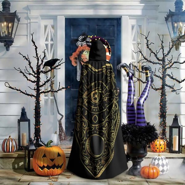 Spirit Talking Board Hooded Cloak Polyester Unisex Witch Cape Costume Accessory
