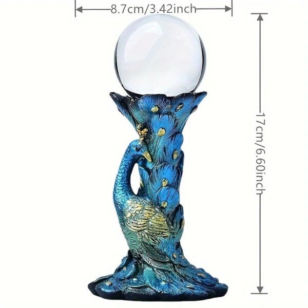 Peacock Shaped Sphere Stand, Resin Stand With 1.97inch K9 Ball, Globe Stand Crystal Ball Stand