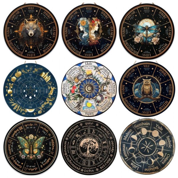 Wheel of the Year Wooden Wall Plaque - Witch Pagan Wiccan Sabbat Decor