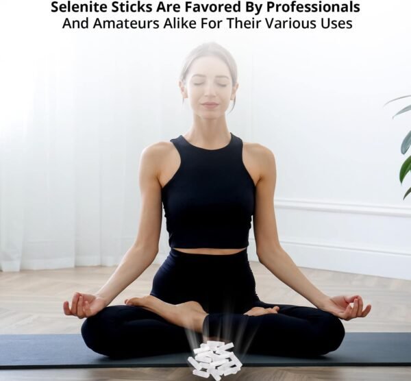 Himalayan Glow 1063 WBM Selenite Healing Crystals, 2 Wands with Single Massage Stick – 3 Count