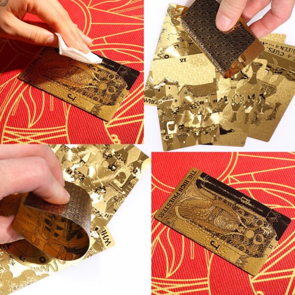 Golden Foil Tarot Mysterious Divination Golden Flip Table Game Waterproof and Wear-resistant Gift Box Luxury Instruction Manual