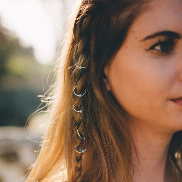 Magic Wicca~5pcs/bag Natural stone pine stone ornaments, colorful wood beads hair ornaments, pearl imitation Opal hair clips, buckle gifts