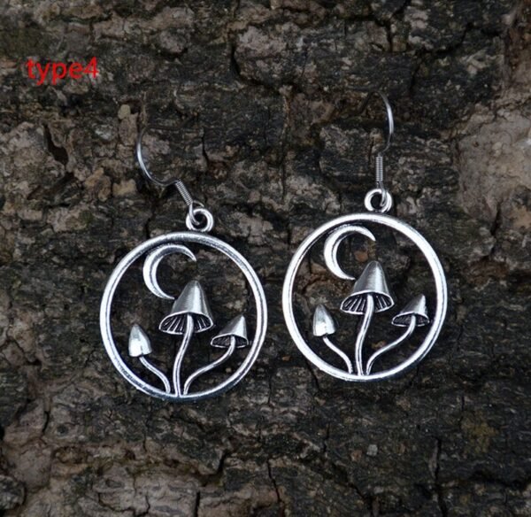 5type Silver Cute Mushroom Drop Earrings Plant Harajuku Jewelry