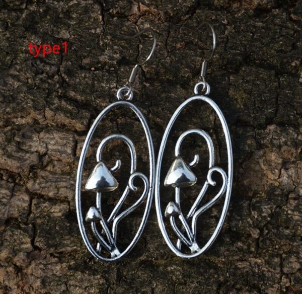 5type Silver Cute Mushroom Drop Earrings Plant Harajuku Jewelry
